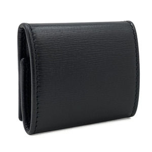 Gucci Silver Purse Interlocking Black Leather Wallet Case Coin Chelsea